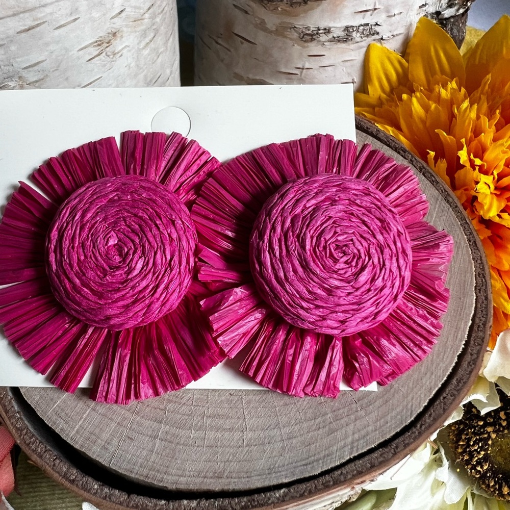 Statement Raffia Earrings 2” Long